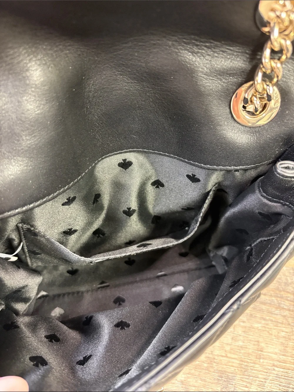Kate Spade New York Black Quilted Leather Gold Chain Shoulder Bag